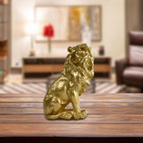 Maxbell Small Lion Statue Modern Resin Sculpture for Bedroom NightStand Coffee Table Gold