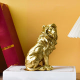 Maxbell Small Lion Statue Modern Resin Sculpture for Bedroom NightStand Coffee Table Gold