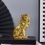 Maxbell Small Lion Statue Modern Resin Sculpture for Bedroom NightStand Coffee Table Gold