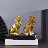 Maxbell Small Lion Statue Modern Resin Sculpture for Bedroom NightStand Coffee Table Brown