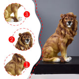Maxbell Small Lion Statue Modern Resin Sculpture for Bedroom NightStand Coffee Table Brown