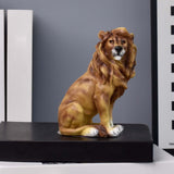 Maxbell Small Lion Statue Modern Resin Sculpture for Bedroom NightStand Coffee Table Brown