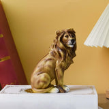 Maxbell Small Lion Statue Modern Resin Sculpture for Bedroom NightStand Coffee Table Brown