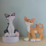 Maxbell Cat Sculpture Resin Birthday Gifts Cute Crafts for Bookshelf Study Room Home Orange