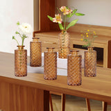 Maxbell 6x Glass Bud Vases Flower Arrangement Display for Office Living Room Kitchen Brown