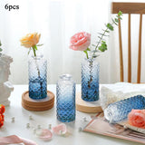 Maxbell 6x Glass Bud Vases Flower Arrangement Display for Office Living Room Kitchen Gradient Blue