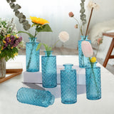 Maxbell 6x Glass Bud Vases Flower Arrangement Display for Office Living Room Kitchen Sky Blue