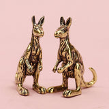 Maxbell Miniature Kangaroo Figurine Gift Brass Ornament for Office Shelf Living Room