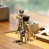 Maxbell Miniature Kangaroo Figurine Gift Brass Ornament for Office Shelf Living Room