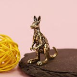 Maxbell Miniature Kangaroo Figurine Gift Brass Ornament for Office Shelf Living Room
