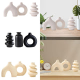Maxbell 3Pcs Boho Ceramic Decor Vase Modern Flowerpot for Dining Room Bookshelf Home White