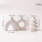 Maxbell 3Pcs Boho Ceramic Decor Vase Modern Flowerpot for Dining Room Bookshelf Home White