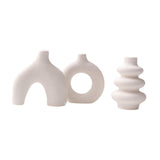 Maxbell 3Pcs Boho Ceramic Decor Vase Modern Flowerpot for Dining Room Bookshelf Home White