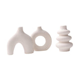 Maxbell 3Pcs Boho Ceramic Decor Vase Modern Flowerpot for Dining Room Bookshelf Home White