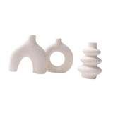 Maxbell 3Pcs Boho Ceramic Decor Vase Modern Flowerpot for Dining Room Bookshelf Home White