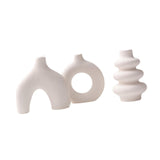 Maxbell 3Pcs Boho Ceramic Decor Vase Modern Flowerpot for Dining Room Bookshelf Home White
