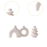 Maxbell 3Pcs Boho Ceramic Decor Vase Modern Flowerpot for Dining Room Bookshelf Home White