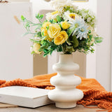 Maxbell 3Pcs Boho Ceramic Decor Vase Modern Flowerpot for Dining Room Bookshelf Home White
