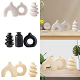 Maxbell 3Pcs Boho Ceramic Decor Vase Modern Flowerpot for Dining Room Bookshelf Home White