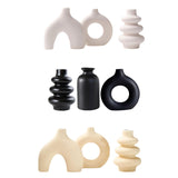 Maxbell 3Pcs Boho Ceramic Decor Vase Modern Flowerpot for Dining Room Bookshelf Home White