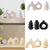 Maxbell 3Pcs Boho Ceramic Decor Vase Modern Flowerpot for Dining Room Bookshelf Home White