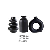 Maxbell 3Pcs Boho Ceramic Decor Vase Modern Flowerpot for Dining Room Bookshelf Home Black