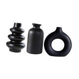 Maxbell 3Pcs Boho Ceramic Decor Vase Modern Flowerpot for Dining Room Bookshelf Home Black