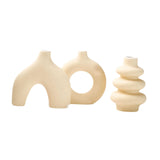 Maxbell 3Pcs Boho Ceramic Decor Vase Modern Flowerpot for Dining Room Bookshelf Home Yellow