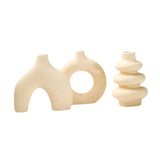 Maxbell 3Pcs Boho Ceramic Decor Vase Modern Flowerpot for Dining Room Bookshelf Home Yellow