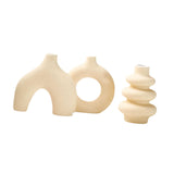 Maxbell 3Pcs Boho Ceramic Decor Vase Modern Flowerpot for Dining Room Bookshelf Home Yellow
