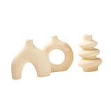 Maxbell 3Pcs Boho Ceramic Decor Vase Modern Flowerpot for Dining Room Bookshelf Home Yellow