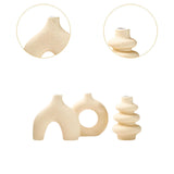Maxbell 3Pcs Boho Ceramic Decor Vase Modern Flowerpot for Dining Room Bookshelf Home Yellow
