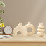 Maxbell 3Pcs Boho Ceramic Decor Vase Modern Flowerpot for Dining Room Bookshelf Home Yellow