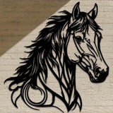 Maxbell 2x Horse Head Metal Art Artistic Gifts Wall Hanging for Bedroom Outdoor Barn 30cmx28.3cm