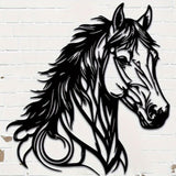 Maxbell 2x Horse Head Metal Art Artistic Gifts Wall Hanging for Bedroom Outdoor Barn 40cmx37.7cm
