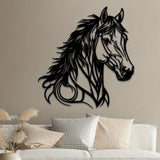 Maxbell 2x Horse Head Metal Art Artistic Gifts Wall Hanging for Bedroom Outdoor Barn 40cmx37.7cm