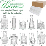 Maxbell 10Pcs Glass Bud Vases Cute Mini Flower Vases for Farmhouse Bookshelf Cabinet Transparent