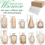 Maxbell 10Pcs Glass Bud Vases Cute Mini Flower Vases for Farmhouse Bookshelf Cabinet Brown