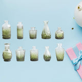 Maxbell 10Pcs Glass Bud Vases Cute Mini Flower Vases for Farmhouse Bookshelf Cabinet Green