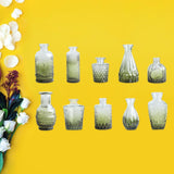 Maxbell 10Pcs Glass Bud Vases Cute Mini Flower Vases for Farmhouse Bookshelf Cabinet Green