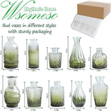 Maxbell 10Pcs Glass Bud Vases Cute Mini Flower Vases for Farmhouse Bookshelf Cabinet Green