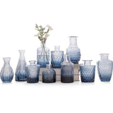 Maxbell 10Pcs Glass Bud Vases Cute Mini Flower Vases for Farmhouse Bookshelf Cabinet Blue