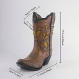 Maxbell Resin Vase Cowgirl Boot Vase Cute Dried Flower Vase for Farmhouse Book Shelf Brown