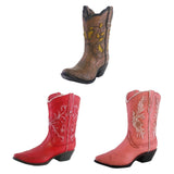 Maxbell Resin Vase Cowgirl Boot Vase Cute Dried Flower Vase for Farmhouse Book Shelf Brown