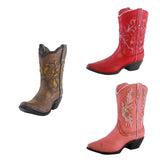 Maxbell Resin Vase Cowgirl Boot Vase Cute Dried Flower Vase for Farmhouse Book Shelf Brown