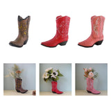 Maxbell Resin Vase Cowgirl Boot Vase Cute Dried Flower Vase for Farmhouse Book Shelf Brown