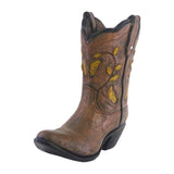 Maxbell Resin Vase Cowgirl Boot Vase Cute Dried Flower Vase for Farmhouse Book Shelf Brown