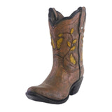 Maxbell Resin Vase Cowgirl Boot Vase Cute Dried Flower Vase for Farmhouse Book Shelf Brown