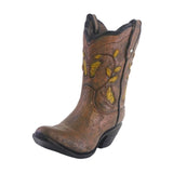 Maxbell Resin Vase Cowgirl Boot Vase Cute Dried Flower Vase for Farmhouse Book Shelf Brown