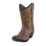 Maxbell Resin Vase Cowgirl Boot Vase Cute Dried Flower Vase for Farmhouse Book Shelf Brown